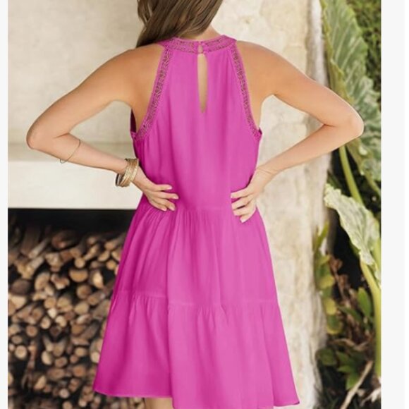 Merokeety Tiered Halter Beach Vacation Swing Mini Sundress Size Small NWT - Picture 2 of 12